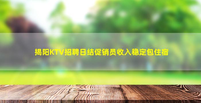 揭阳KTV招聘日结促销员收入稳定包住宿